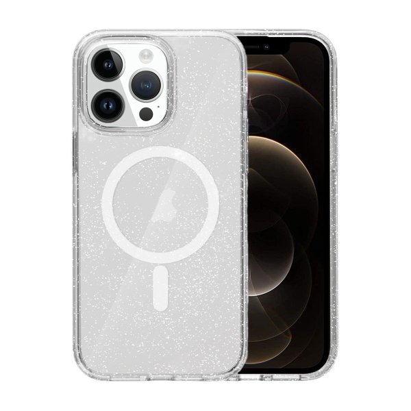 iPhone 12 Pro Max Deksel Glitter MagSafe Transparent