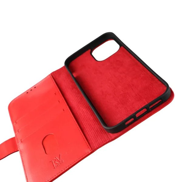 Rvelon iPhone 12 Pro Max Etui Ekte Skinn Rød