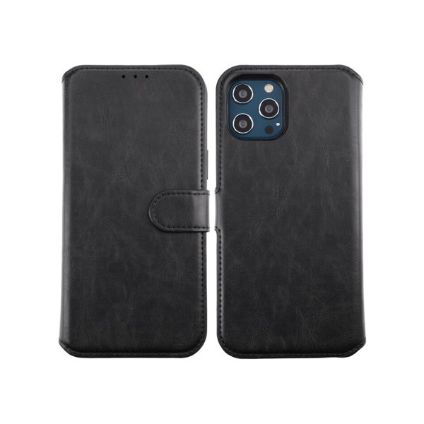 Rvelon iPhone 12 Pro Max Etui Detachable Wallet Case Svart