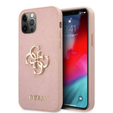 Guess iPhone 12 Pro Max Deksel 4G Logo Saffiano Rosa