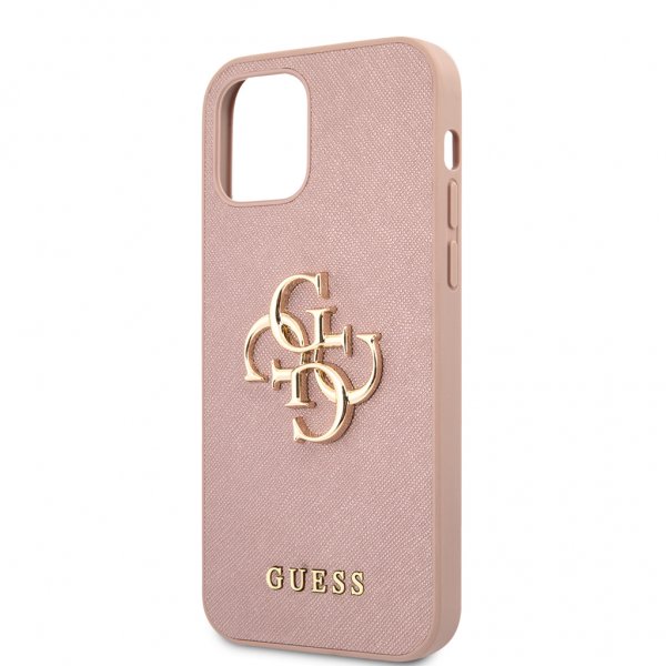 Guess iPhone 12 Pro Max Deksel 4G Logo Saffiano Rosa