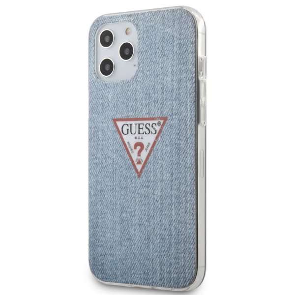 Guess iPhone 12 Pro Max Deksel Denim Triangle Ljusblå