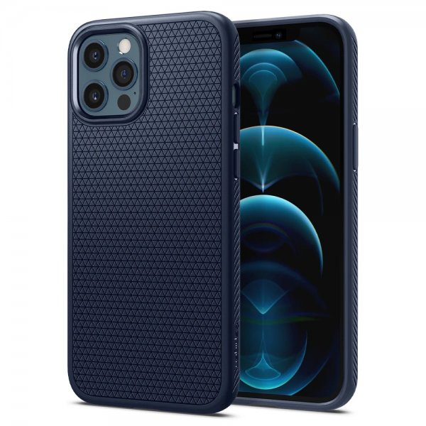 Spigen iPhone 12 Pro Max Deksel Liquid Air Navy Blue