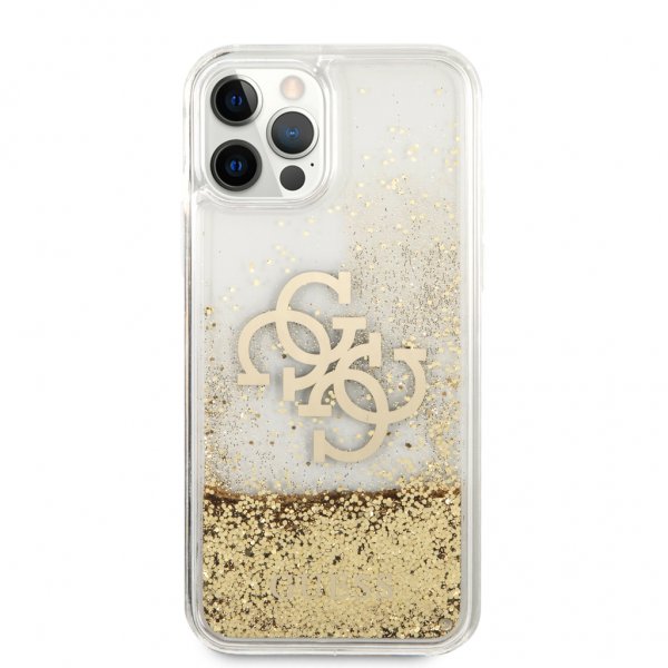 Guess iPhone 12 Pro Max Deksel Liquid Glitter Gull Klar