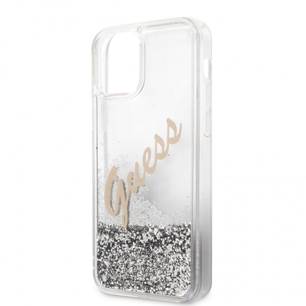 Guess iPhone 12 Pro Max Deksel Liquid Glitter Vintage Sølv
