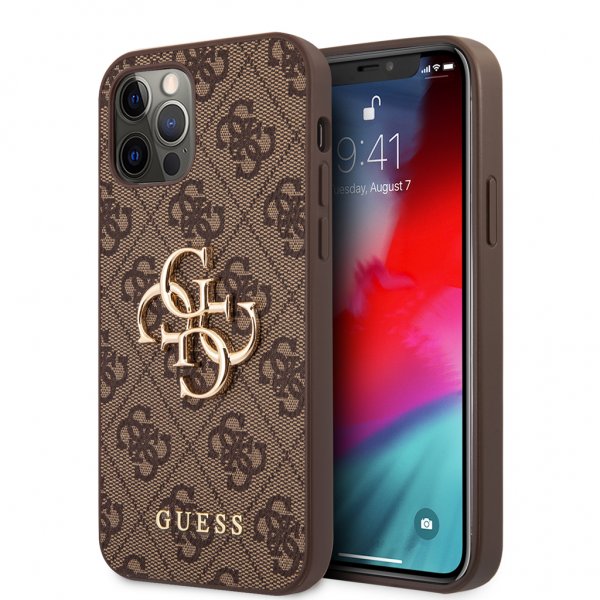 Guess iPhone 12 Pro Max Deksel Metal Logo Brun