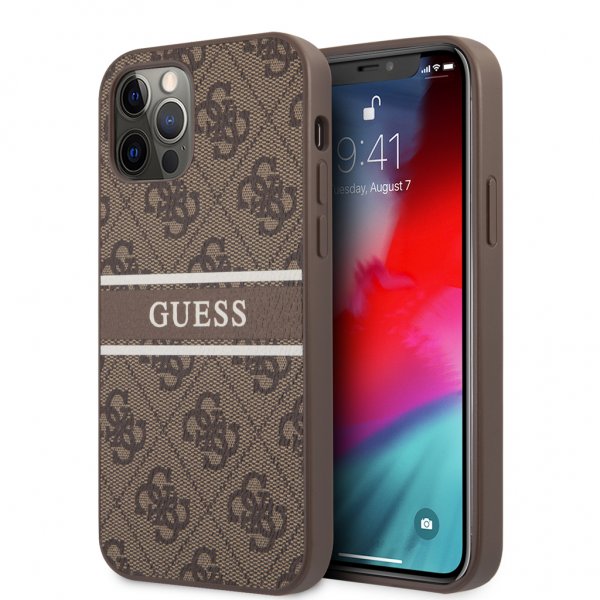 Guess iPhone 12 Pro Max Deksel Printed Stripe Brun