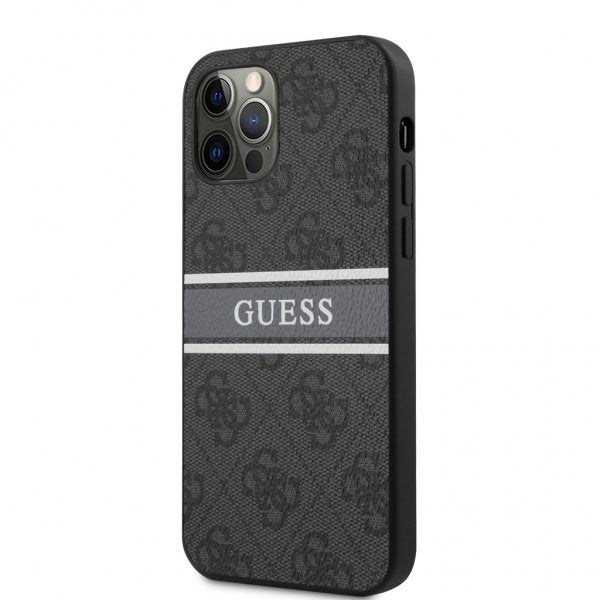 Guess iPhone 12 Pro Max Deksel Printed Stripe Grå