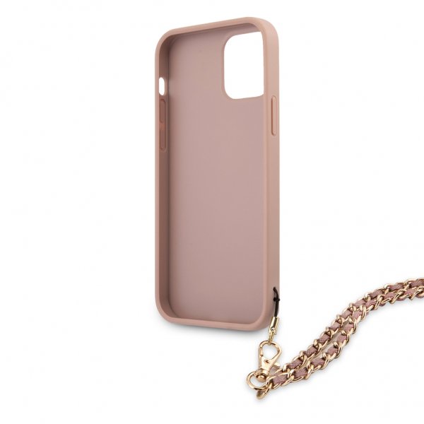 Guess iPhone 12 Pro Max Deksel Saffiano Chain Rosa