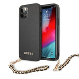 Guess iPhone 12 Pro Max Deksel Saffiano Chain Svart