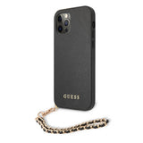 Guess iPhone 12 Pro Max Deksel Saffiano Chain Svart