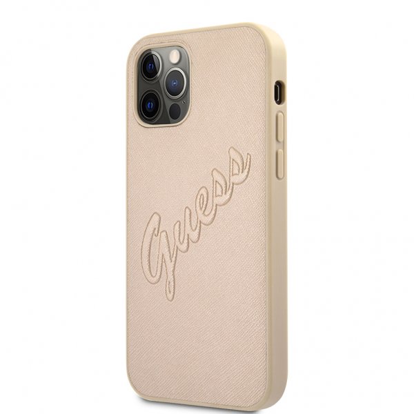 Guess iPhone 12 Pro Max Deksel Saffiano Vintage Script Gull