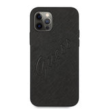 Guess iPhone 12 Pro Max Deksel Saffiano Vintage Script Svart