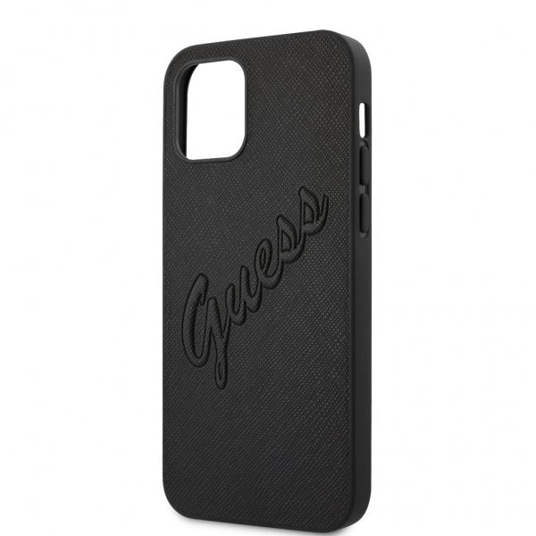 Guess iPhone 12 Pro Max Deksel Saffiano Vintage Script Svart