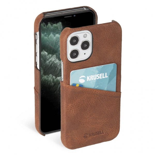 Krusell iPhone 12 Pro Max Deksel Sunne CardCover Vintage Cognac