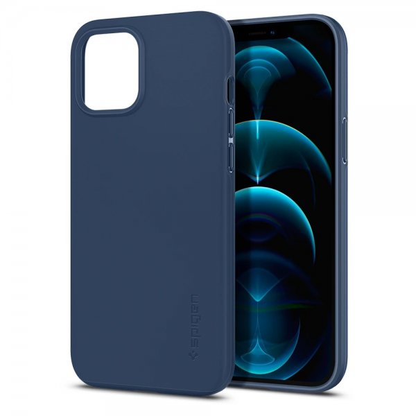 Spigen iPhone 12 Pro Max Deksel Thin Fit Deep Blue