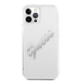 Guess iPhone 12 Pro Max Deksel Vintage Script Sølv Klar