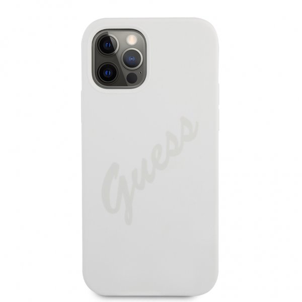 Guess iPhone 12 Pro Max Deksel Vintage Silicone Cream