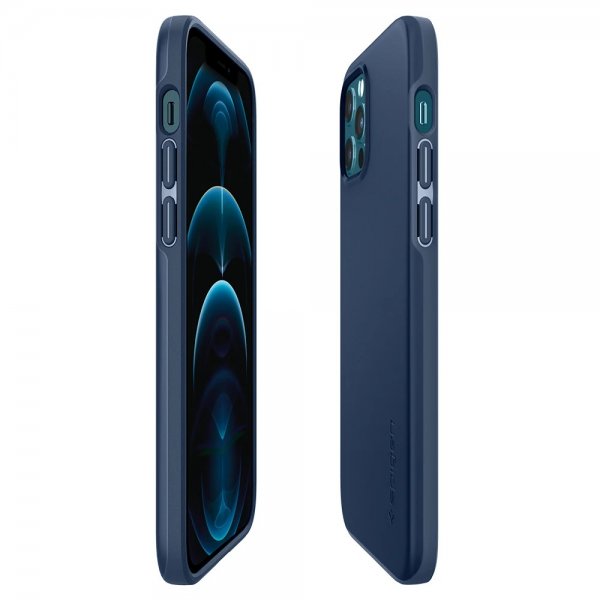 Spigen iPhone 12 Deksel Thin Fit Deep Blue