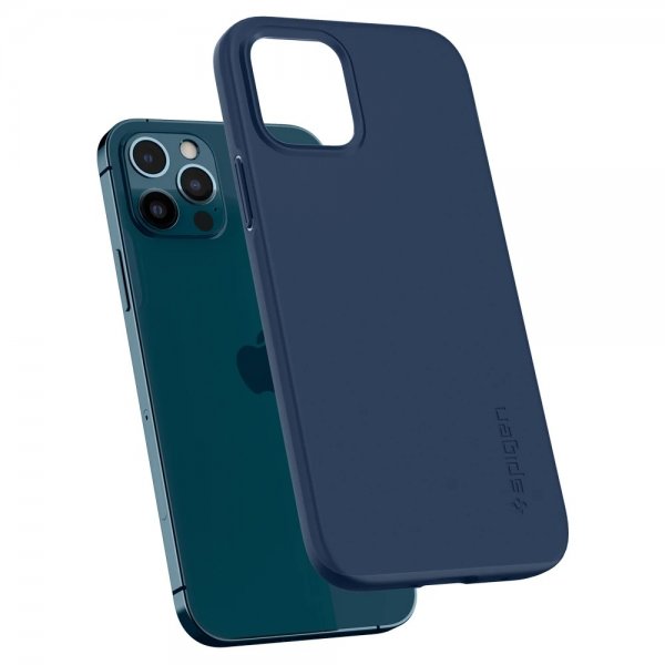 Spigen iPhone 12 Deksel Thin Fit Deep Blue