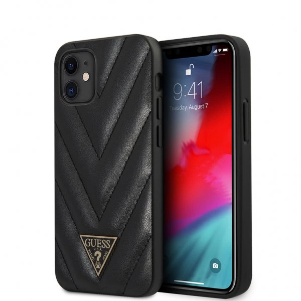 Guess iPhone 12 Mini Deksel V Tikattu Svart