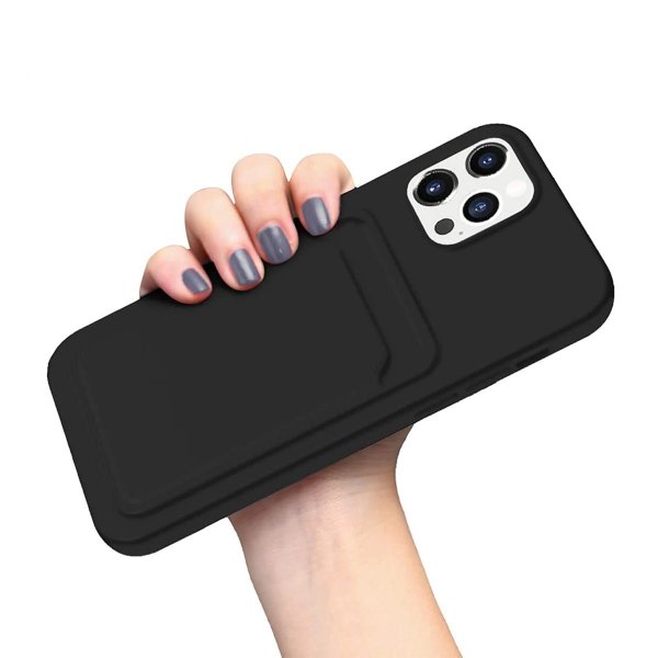 iPhone 12/iPhone 12 Pro Deksel Kortholder Svart