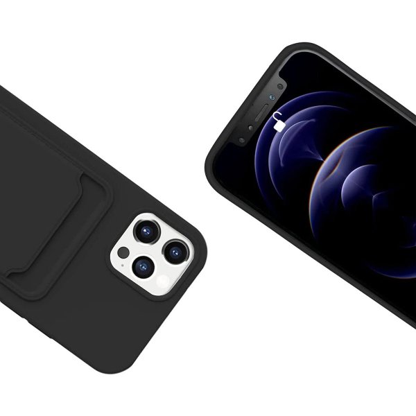 iPhone 12/iPhone 12 Pro Deksel Kortholder Svart
