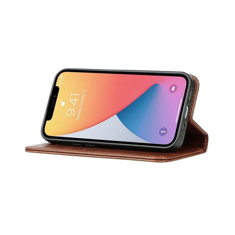 Rvelon iPhone 12/iPhone 12 Pro Etui Ekte skinn Kortlommer Brun