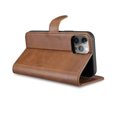 Rvelon iPhone 12/iPhone 12 Pro Etui Ekte skinn Kortlommer Brun