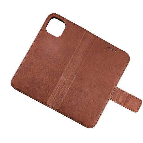 Rvelon iPhone 12/iPhone 12 Pro Etui Ekte skinn Kortlommer Brun