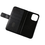 Rvelon iPhone 12/iPhone 12 Pro Etui Ekte skinn Kortlommer Svart