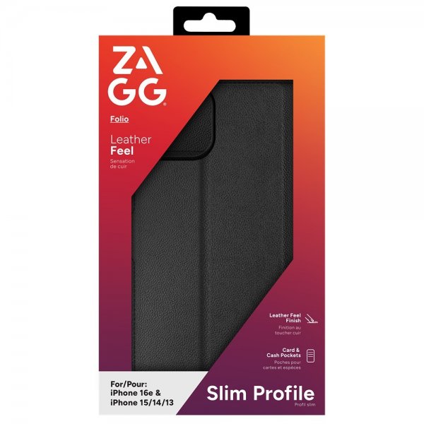 Zagg iPhone 13/14/15/16e/17e Etui Folio Svart