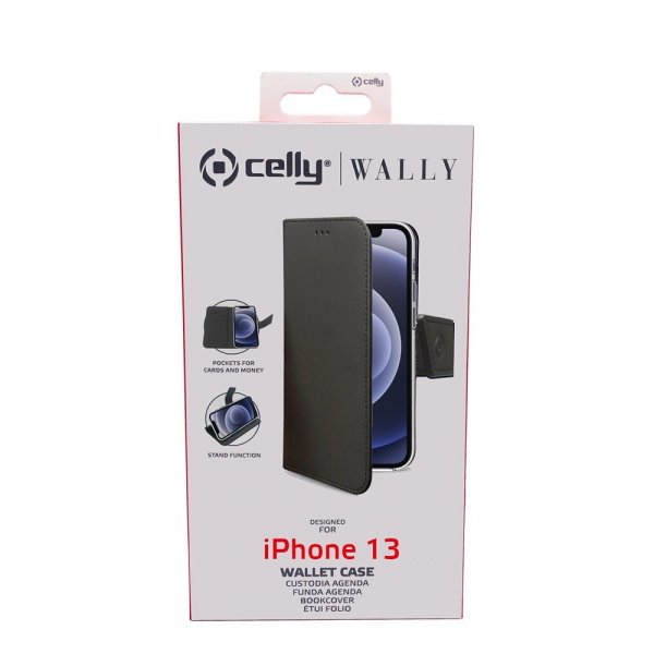 Celly iPhone 13 Etui Wally Wallet Case Svart