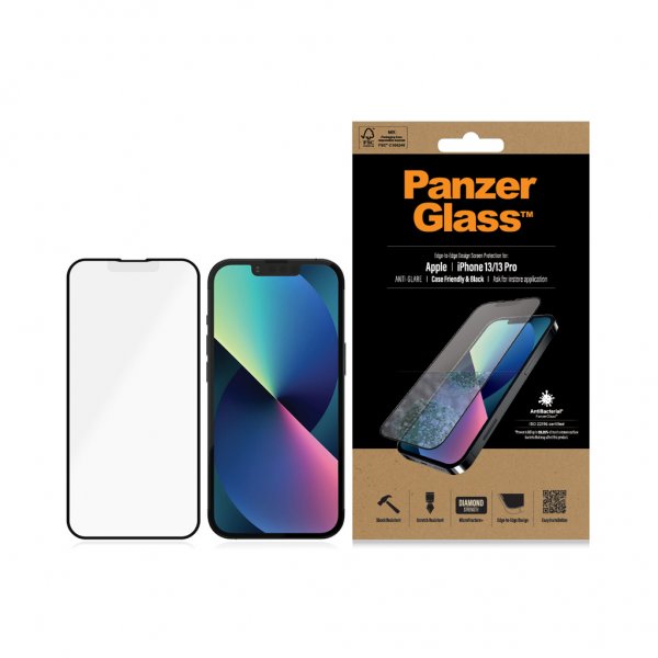 PanzerGlass iPhone 13/iPhone 13 Pro Skjermbeskytter Edge-to-Edge Anti-Glare