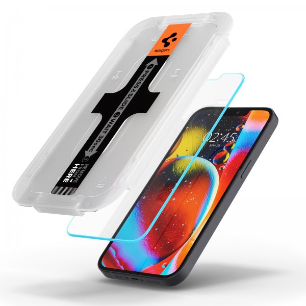 Spigen iPhone 13/13 Pro/14/16e/17e Skjermbeskytter GLAS.tR EZ Fit 2-pack