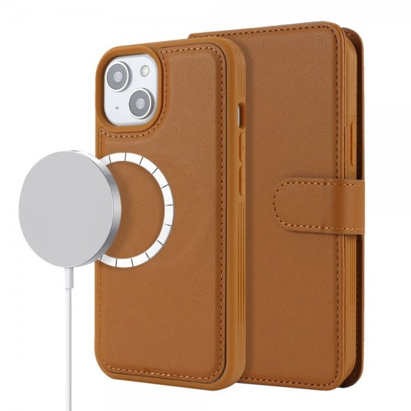 iPhone 13/iPhone 14 Etui Avtagbart Deksel MagSafe Brun