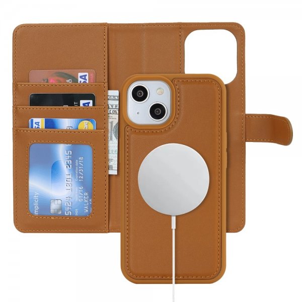 iPhone 13/iPhone 14 Etui Avtagbart Deksel MagSafe Brun