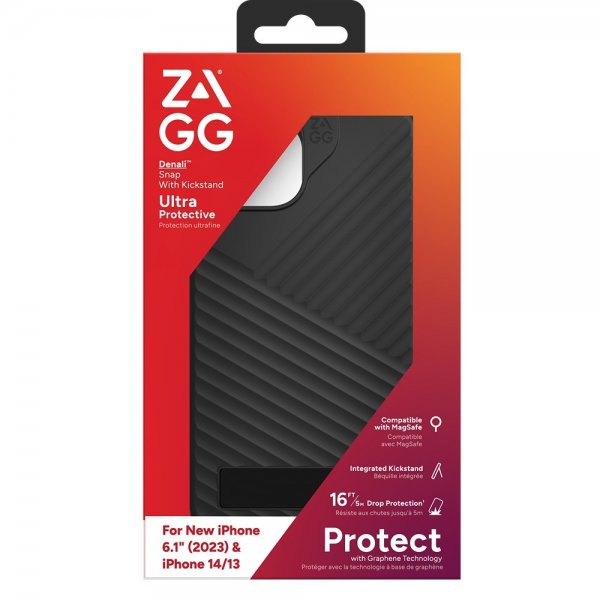 Zagg iPhone 13/iPhone 14/iPhone 15 Deksel Denali Snap Kickstand Svart