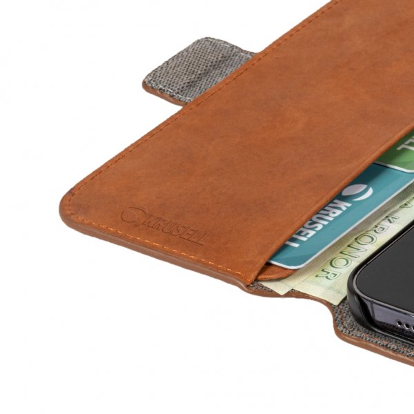 Krusell iPhone 13 Mini Etui Leather PhoneWallet Cognac