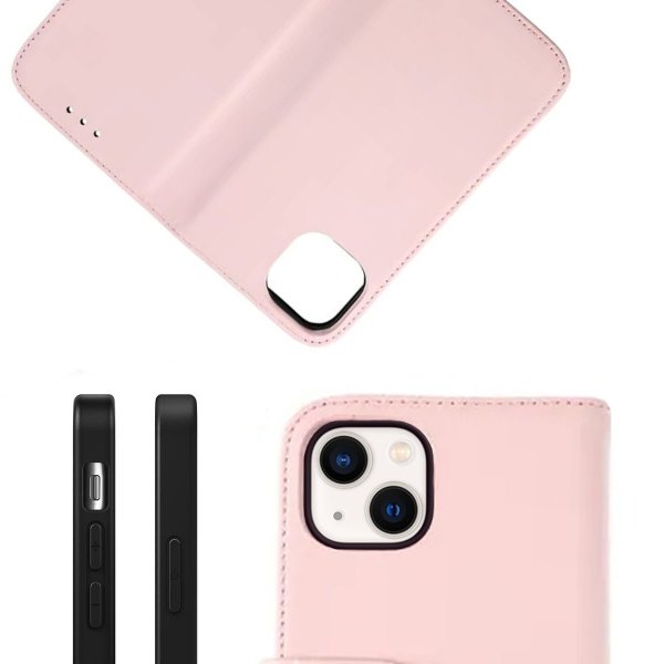 Rvelon iPhone 13 Mini Etui Ekte Skinn Rosa