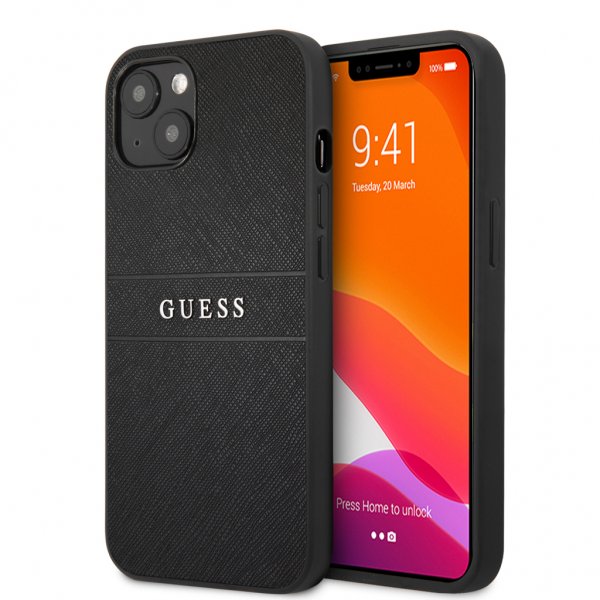Guess iPhone 13 Mini Deksel Hot Stamp Metal Logo Svart