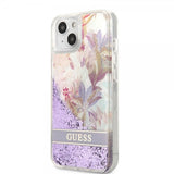 Guess iPhone 13 Mini Deksel Liquid Glitter Flower Pattern Lilla