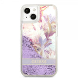 Guess iPhone 13 Mini Deksel Liquid Glitter Flower Pattern Lilla