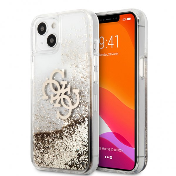 Guess iPhone 13 Mini Deksel Liquid Glitter Gull
