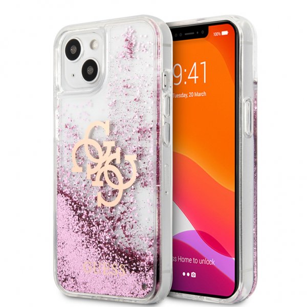 Guess iPhone 13 Mini Deksel Liquid Glitter Rosa