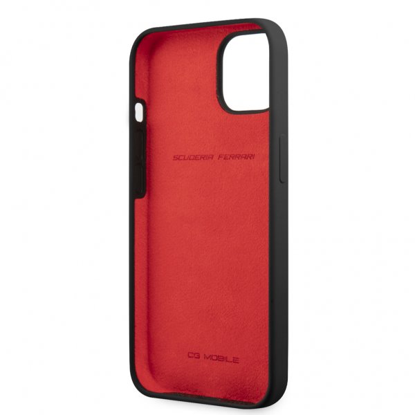 Ferrari iPhone 13 Mini Deksel Liquid Silicone Metal Logo Svart