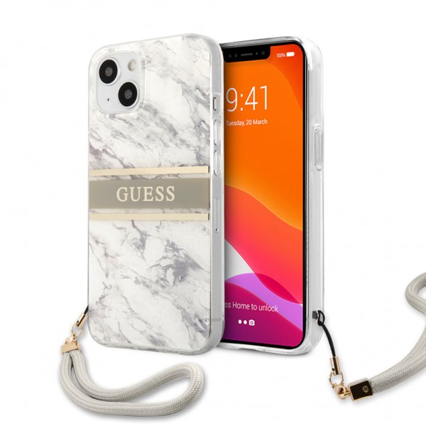 Guess iPhone 13 Mini Deksel Marble Design Stripe Grå
