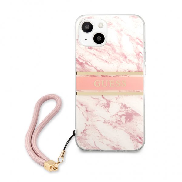 Guess iPhone 13 Mini Deksel Marble Design Stripe Rosa
