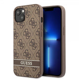 Guess iPhone 13 Mini Deksel Printed Stripe Bottom Brun