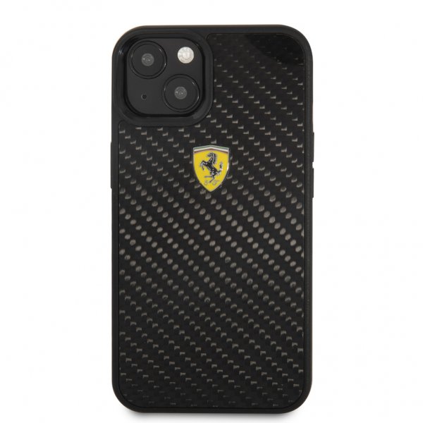 Ferrari iPhone 13 Mini Deksel Real Carbon Metal Logo Svart